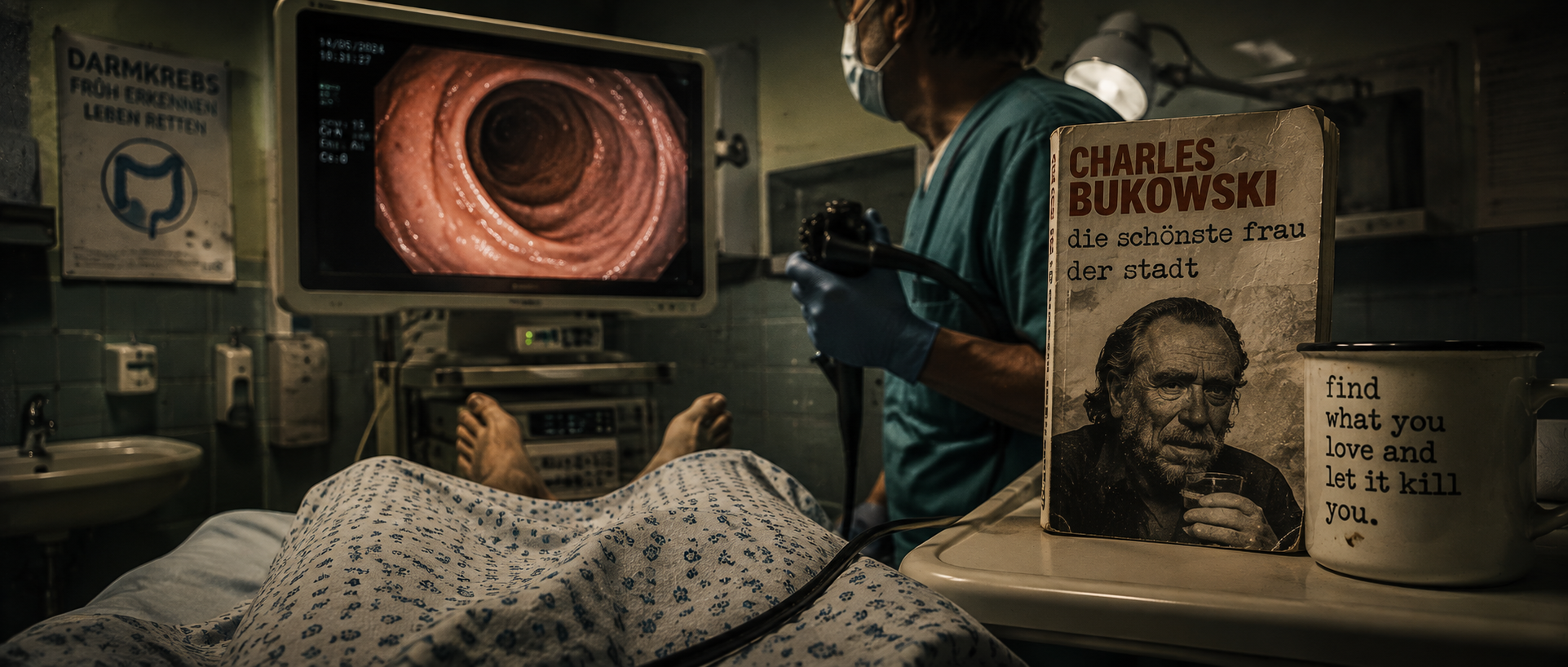 mit bukowski bei der darmspiegelung